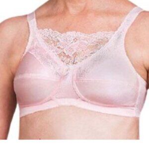 Trulife 4019 Jessica Cami Style Lace Accent Mastectomy Bra NWT Powder Pink